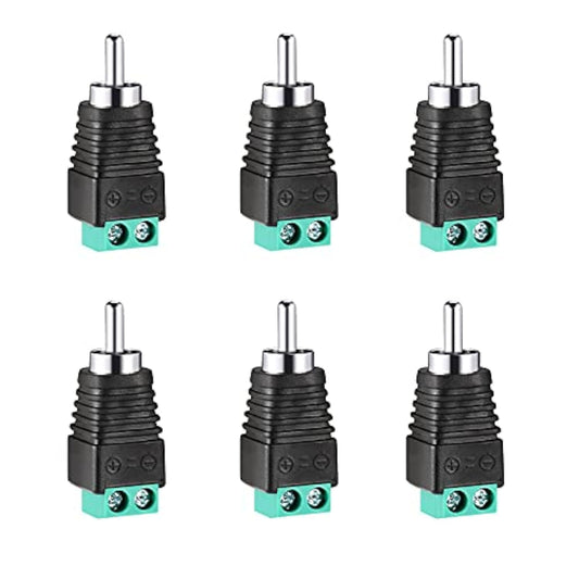 RCA Plugs for Speaker Wire，RCA to AV Screw Terminal Connector, Phono RCA Male Plug Solderless Converter Audio/Video Speaker Wire Connectors Solderless Adapter