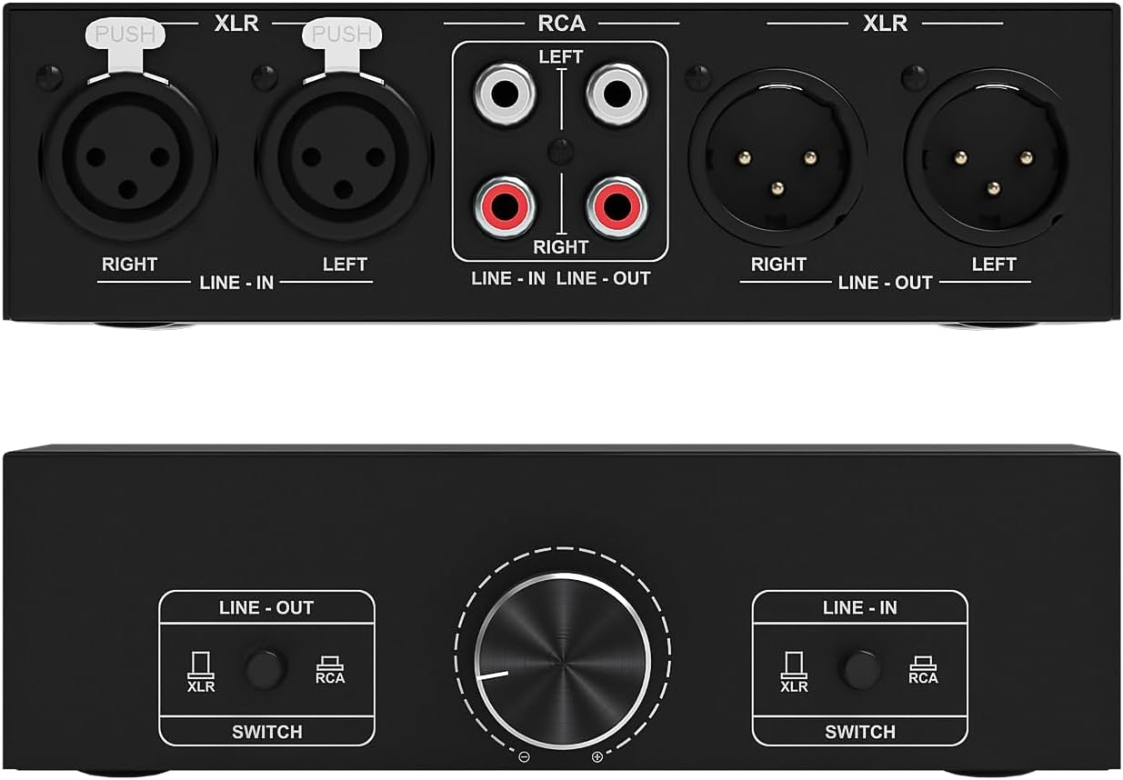 Y.D.F RCA and XLR Selector Switch Boxes, 2(1)-in-1(2)-Out RCA/XLR Speaker Switcher Selector, HiFi Balanced Stereo Audio Switcher/Converter Premium Selector Splitter Box with Volume Controller