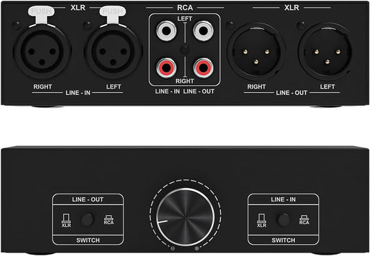 Y.D.F RCA and XLR Selector Switch Boxes, 2(1)-in-1(2)-Out RCA/XLR Speaker Switcher Selector, HiFi Balanced Stereo Audio Switcher/Converter Premium Selector Splitter Box with Volume Controller