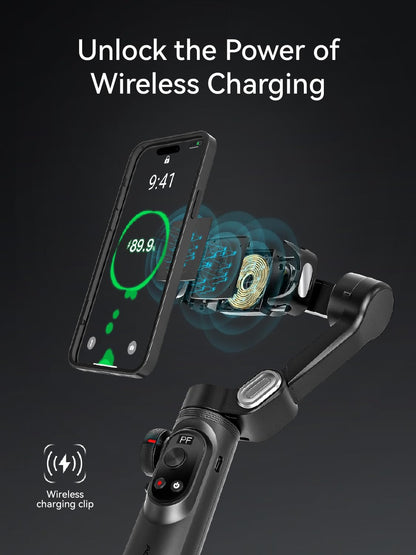 Gimbal Stabilizer for iPhone with AI Vision Sensor for Face Tracking, 3-Axis Phone Gimbal w/OLED Display for Vlog Recording, Compatible with iPhone/Android-Smart XPro AI Black