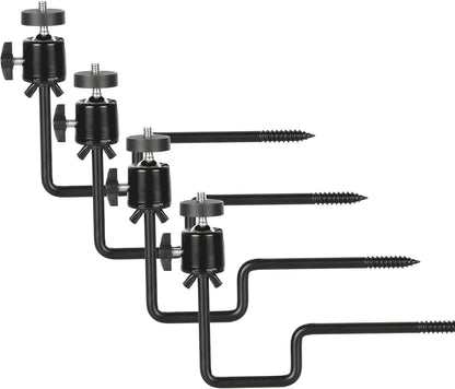 4 Pcs Trail Camera Tree Mount,1/4" x 20 Screw, 360° Rotatable Interface Tree Screw Mounting Bracket for Game Cam, Solar Panels, etc