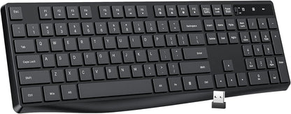 Lovaky MK98 Wireless Keyboard, 2.4G Ergonomic, Computer Keyboard, Enlarged Indicator Light, Full Size PC Keyboard with Numeric Keypad for Laptop, Desktop, Surface, Chromebook, Notebook, Black