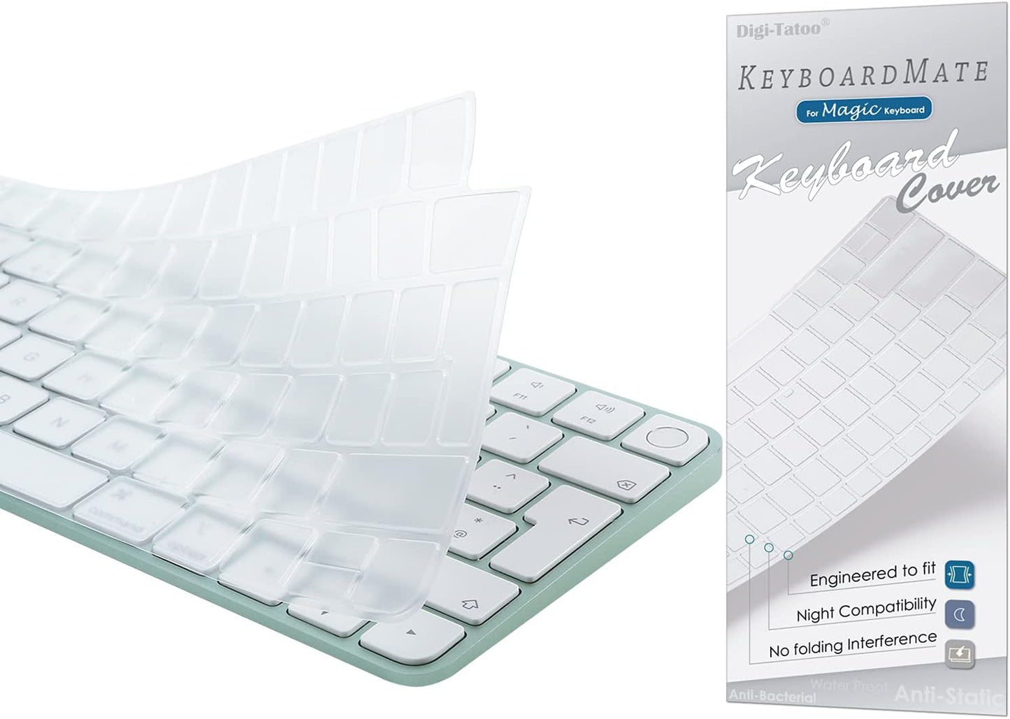 Keyboard Cover for New M4 iMac Magic Keyboard(Europe Layout, 7 Shape Enter Key) Model A3118/A2449, Touch ID Version w/o Numeric Key - Ultra Thin, Protective and Clear Protector Skin