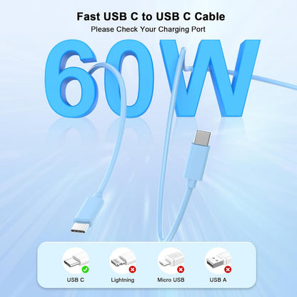 Matsusho iPhone 16 15 Charger Fast Charging 10 FT, 2 Pack 20W USB C Wall Charger with 10FT Type C to C Fast Charging Cable for iPhone 16/16 Plus/16 Pro/16 Pro Max/15/15 Pro/15 Pro Max/15 Plus, Blue