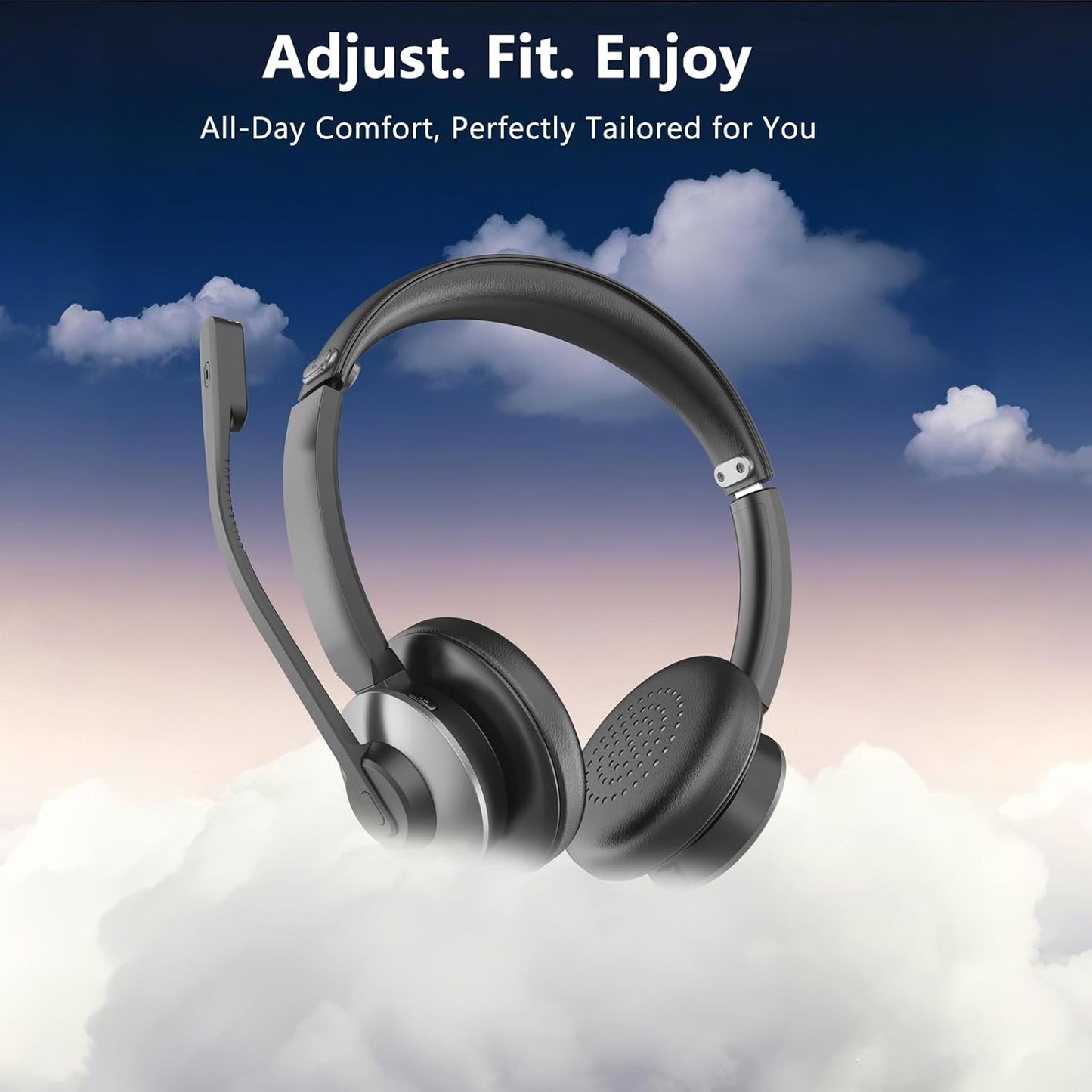 Wireless Headset with Mic for Work, Wireless Headphones with Mic (AI Noise Cancellation) & USB Dongle, 26+ Hrs Working Time, Bluetooth Headset with Mute for PC/Laptop/Office/Call Center/Zoom/Home