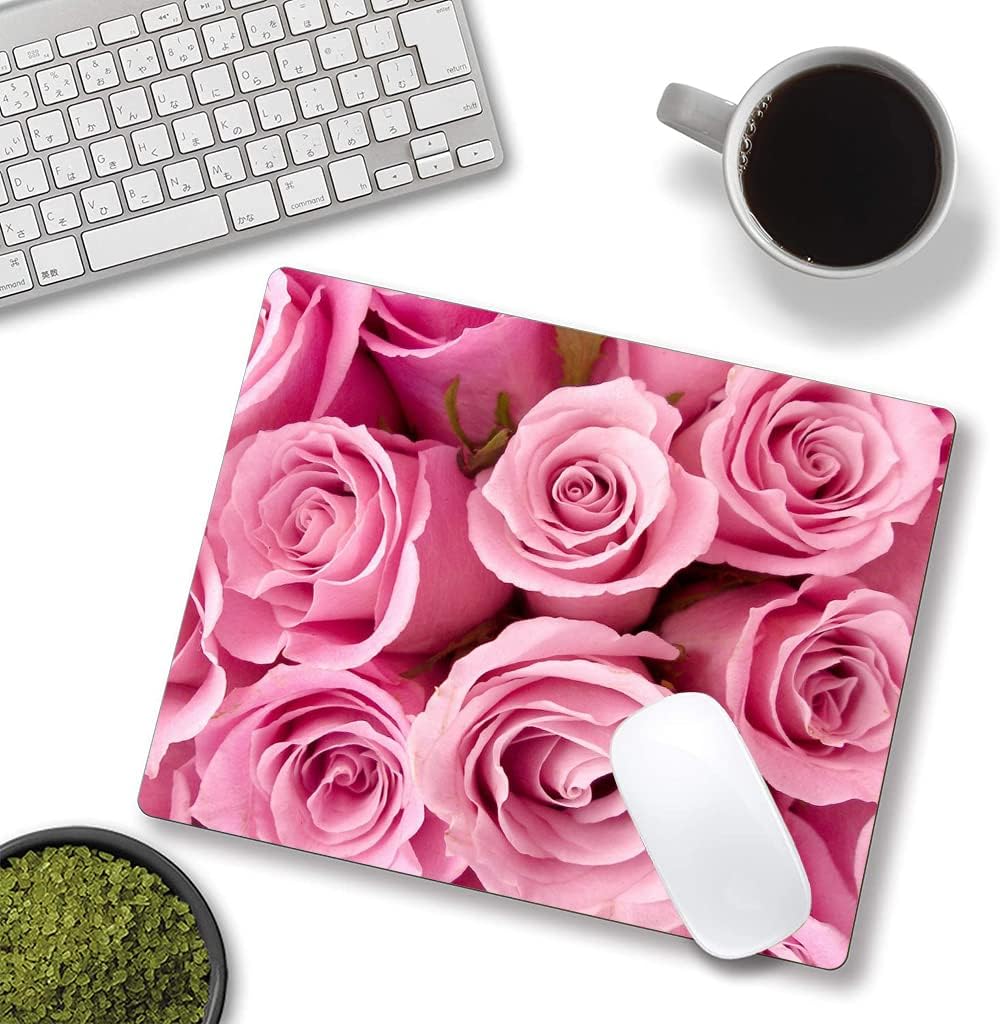 IMAYONDIA Pink Rose Mouse Pad, Waterproof Non-Slip Rubber Base Mouse Pad for Computer Laptop