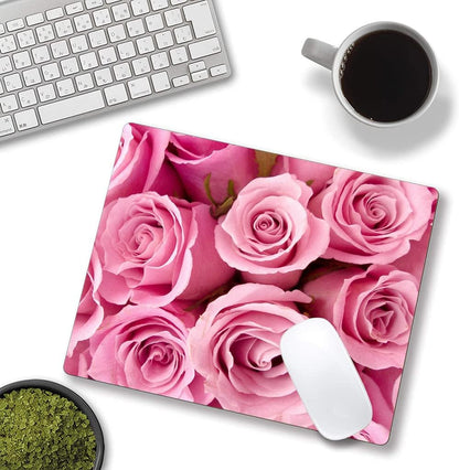 IMAYONDIA Pink Rose Mouse Pad, Waterproof Non-Slip Rubber Base Mouse Pad for Computer Laptop