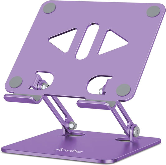 Tablet Stand Holder for Desk, Adjustable Desktop Tablet Holder, Foldable Aluminum Tablet Mount for iPad pro 12.9, iPad Air Mini, Samsung Galaxy Tabs Z Fold Kindle Fire 4-12 inch Purple