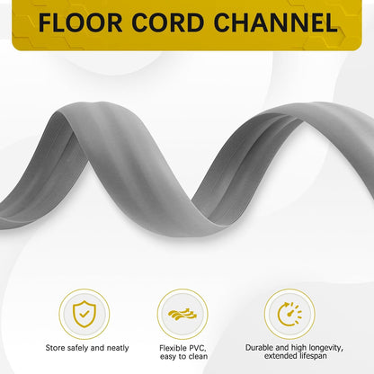 Floor Cord Cover 3.3FT Cord Covers for Wires on Floor Protect Wires & Prevent Trip Hazards, Easy to Cut for Home, Office, School, Concerts, Cavity W0.6in x H0.32in