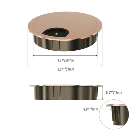 Desk Grommet 2 Inch 50mm, Zinc Alloy Computer Desk Wire Hole Cover, Office Desktop Cord Cable Hole Metal Ring, Red Bronze