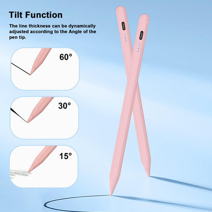 Stylus Pen for iPad 9th&10th - Type-c Charging Pencil for ipad Palm Rejection Active Pen Compatible with (2018-2025) Apple iPad 6/7/8/9/10/11(A16), Air 3/4/5/M2/M3, Mini 5/6, Pro 11"/12.9"/M4（Pink）