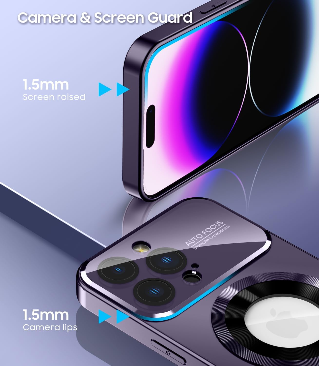 Magnetic for iPhone 14 Pro Max Case, Compatible with MagSafe, Built-in Camera Lens Protector, Logo View, Military Grade Drop Proof Phone Case Cover, Purple