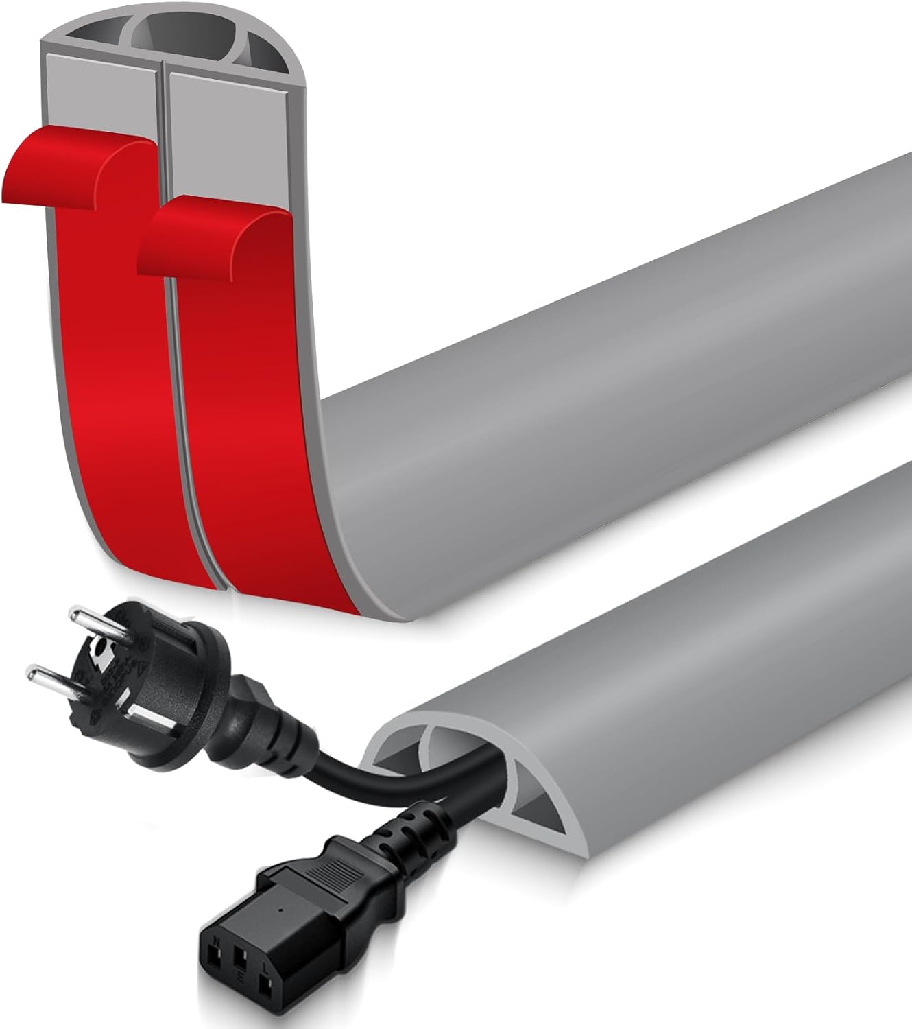 Floor Cord Cover for Wires on Floor Self Adhesive Cord Hider Floor Cable Management Wire Covers for Cords Protector Prevent Cable Trips Cord Cavity W 0.47" x H 0.27", Gray, 10Ft