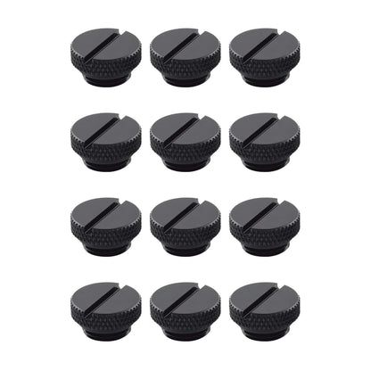 dracaena.io 12 pack G1/4" thread, Thin water Stop Plug Fitting with Coin Slot for Computer water cooling System, durable brass/copper material, Black