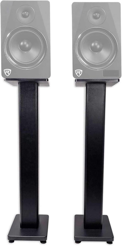 Rockville Pair RHTSB 36 Inch Bookshelf Speaker Stands, High-Performance Wood, Cable Management, Dual Platform Sizes, for Home Theater and Studio Monitors