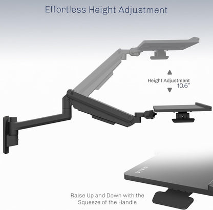 VIVO Sit-Stand 24 Inch Pneumatic Spring Keyboard and Mouse Tray Wall Mount, Counterbalance Height Adjustable Typing Platform, Ergonomic Tilt, Black, MOUNT-KB35C