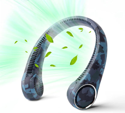 Portable Neck Fan, Hands Free Bladeless Fan, 360° Cooling Personal Fan,Wearable Quiet Fan for Outdoor Indoor, Birthday Gifts for Men Women Mom Dad, 4000mAh Battery USB Rechargeable(Blue Camouflage)