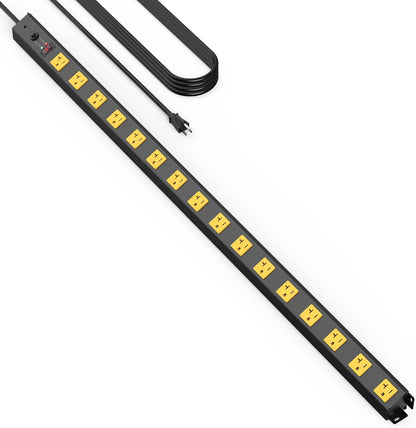 HHSOET 16 Outlet Long Power Strip, 10FT Heavy Duty Power Strip with 4800J Surge Protection, 20a Mountable Wide-Spaced Outlets for Home, Office, Garage & Workshop - ETL Certified