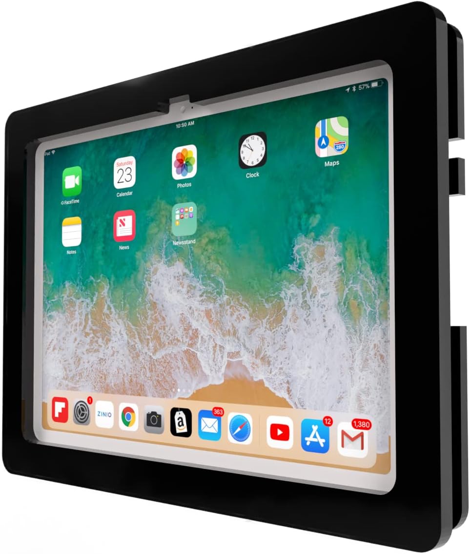 TABcare Anti-Theft Acrylic VESA Enclosure Made for Apple iPad 10 10.9" 2022, iPad 11 11" 2025 with Low Profile Wall Mount Kit & 90-Degree Angle USB C Charge Cable (Black)
