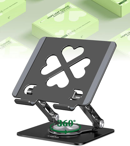 Tablet Stand for iPad, 360° Rotating Aluminum Desktop Holder – Adjustable & Foldable Desk Stand Compatible with iPad Pro 12.9/11, Air 10.9, Samsung Tab S9, Portable for Home Office, Black