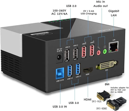 WAVLINK USB 3.0 Laptop Docking Station Dual Monitors, DisplayLink Computer Dock for M1/M2 Mac/Windows/Chrome/Ubuntu - HDMI+HDMI/DVI/VGA, 4xUSB Ports, 2xRed Charging Ports, LAN, Audio