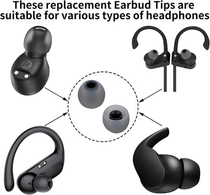 Earbud Tips Ear Bud Tips Soft Anti Slip Washable and Reusable Silicone Replacement Earbud Tips Fit Most in-Ear Earbuds(Inner Hole 3.8mm -5.1mm) 18pcs S M L