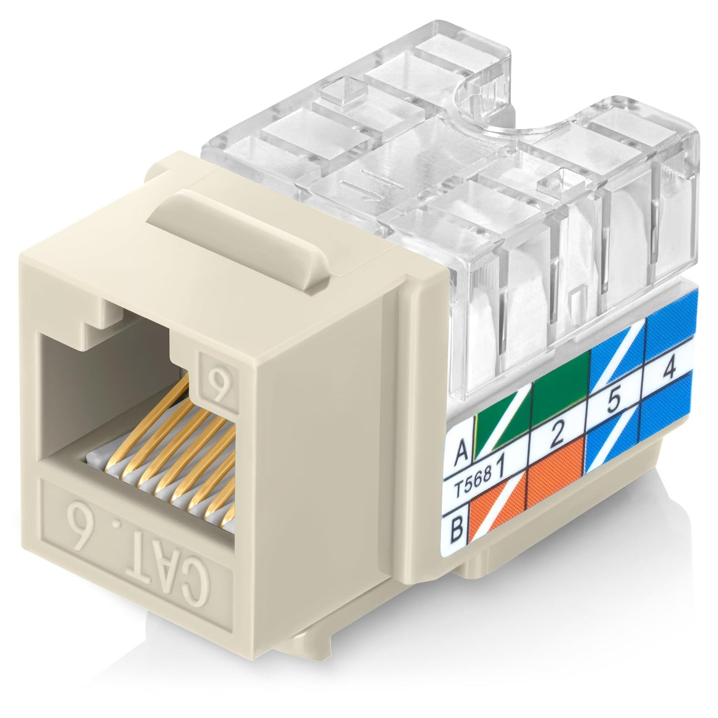 Everest 90° Angled RJ45 Cat6 Keystone Jacks 50-Pack in Ivory - Slim Profile Female RJ45 Connectors - Cat 6 Keystone Jack - Compatible with 90° Angled Speed Termination Tool - easyJACK (B094WB91H3)