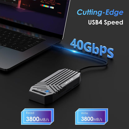 WAVLINK 40Gbps PCIe NVMe SSD Enclosure, USB4 External M.2 NVMe SSD Enclosure, for B+M/M-Key PCIe SSD 2280 Size, Tool-Free Installation, Compatible with Thunderbolt 4/3/USB4/USB C, SSD Not Include