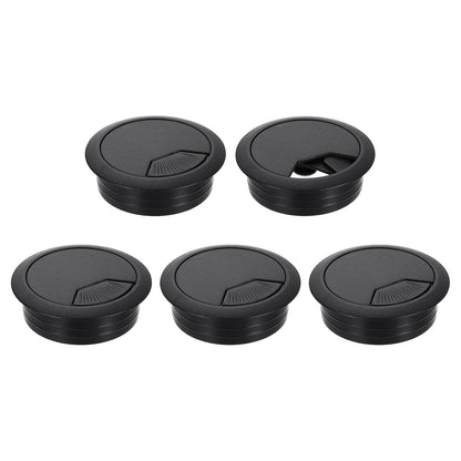 uxcell 5 Pcs 50mm (1.97 Inch) Desk Grommet, Plastic Cable Hole Cover, Wire Cord Cable Organizer for Home Office Computer Desk Cabinet, Black