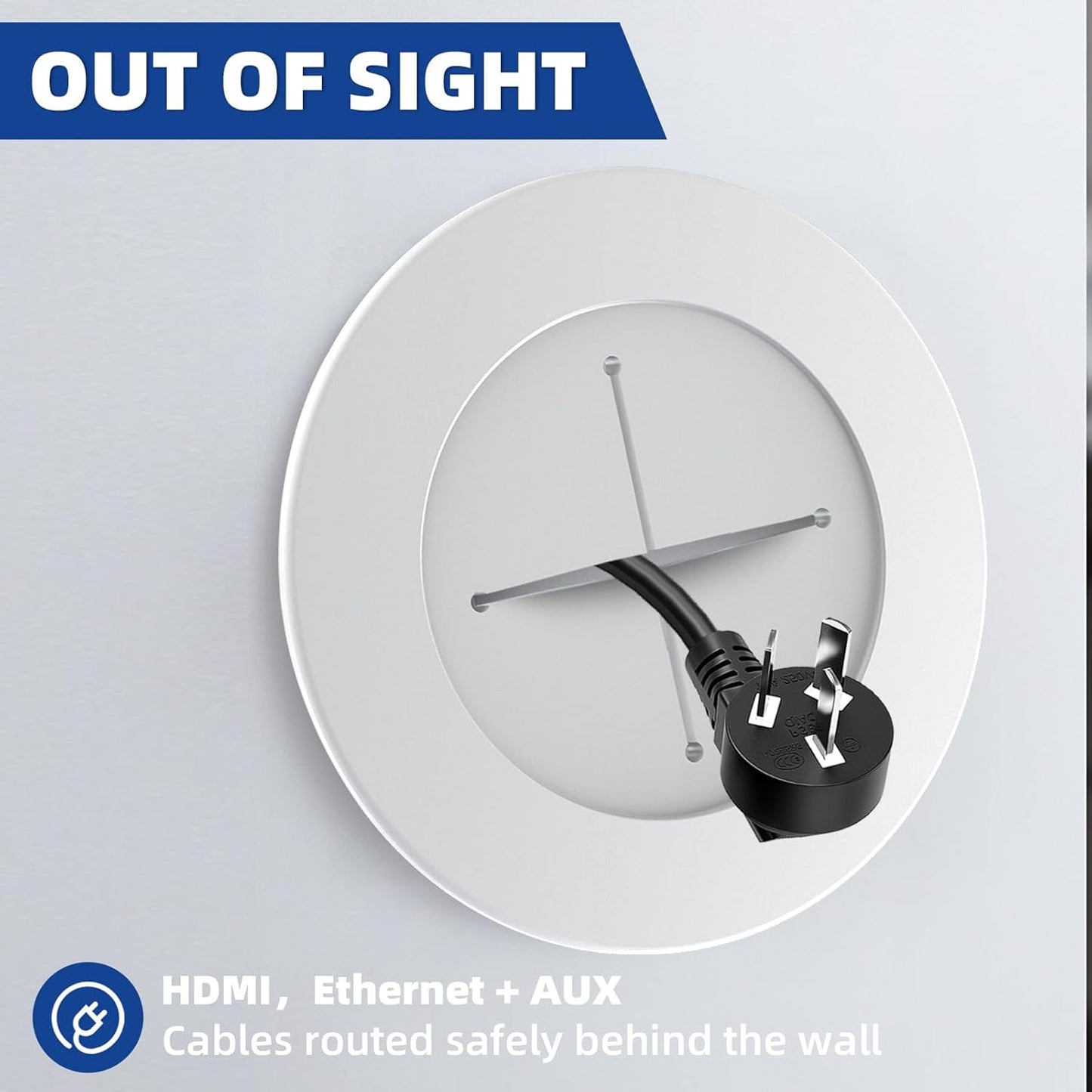 TV Wire Hider Kit for Wall Mount TV, in Wall Cable Management Kit, Includes 2 Pass Throughs and Hole Saw Drill Attachment for Easy Install（Off-White）