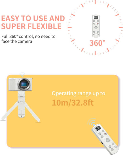Hanpusen Rechargeable Camera Remote Control for Sony - Wireless Shutter Release with OLED Screen compatiable with ZV-1F,ZV-1II,ZV-1,ZV-E10II,ZV-E10,A6100,A6400,A6600,FX30,FX3;Replace Sony RMT-P1BT