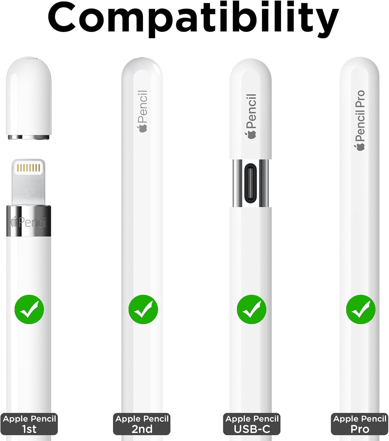 8 Pack Fine Point Replacement Tips Compatible with Apple Pencil 2nd Generation, Apple Pencil 1st Generation, Apple Pencil USB-C & Apple Pencil Pro Colorful iPencil Nibs (Black + Pink + White + Clear)