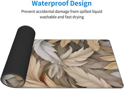 Gaming Mouse Pad, Large Non-Slip Rubber Base Mousepad, Keyboard Mouse Mat, Desk Pad with Stitched Edges, 31.5x11.8inch, Autumn Leaves