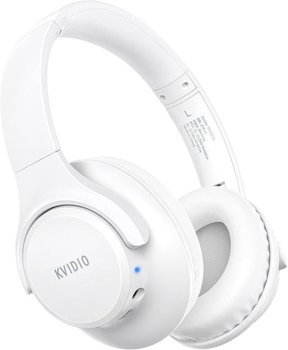 KVIDIO Bluetooth Headphones Over Ear, 65 Hours Playtime Wireless Headphones with Microphone, Foldable Lightweight Headset with Deep Bass, HiFi Stereo Sound Low Latency for Laptop PC Cellphone