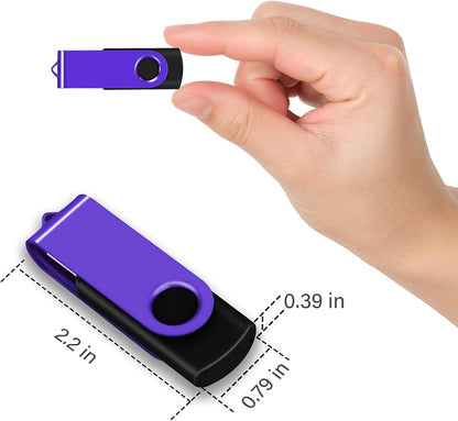 EASTBULL Flash Drive Bulk 2GB USB 20 Pack with Lanyards USB 2.0 Thumb Drive Bulk Memory Stick Swivel Pen Drive for Storage and Backup 2 GB 20 Pack, Purple