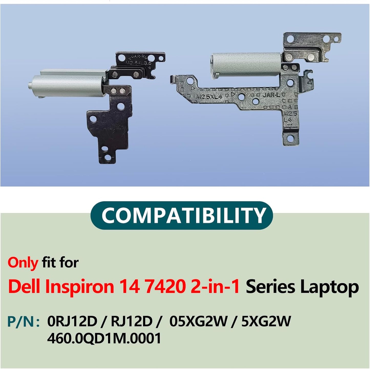 Replacement Laptop Hinge with Hinge Cover for Dell Inspiron 14 7420 7425 2-in-1,P/N:05XG2W 5XG2W 0RJ12D RJ12D 460.0QD1L.0001 460.0QD1M.0001 (Grey)