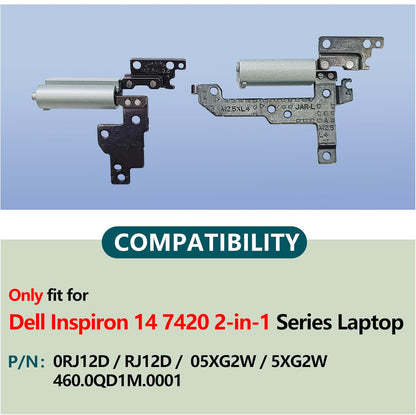 Replacement Laptop Hinge with Hinge Cover for Dell Inspiron 14 7420 7425 2-in-1,P/N:05XG2W 5XG2W 0RJ12D RJ12D 460.0QD1L.0001 460.0QD1M.0001 (Grey)