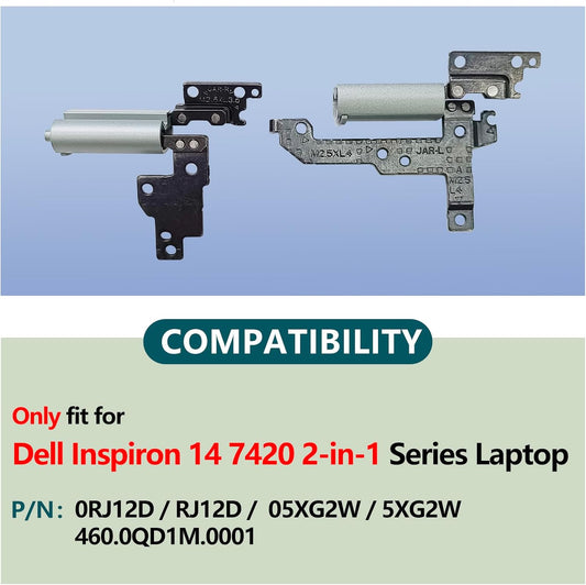 Replacement Laptop Hinge with Hinge Cover for Dell Inspiron 14 7420 7425 2-in-1,P/N:05XG2W 5XG2W 0RJ12D RJ12D 460.0QD1L.0001 460.0QD1M.0001 (Grey)