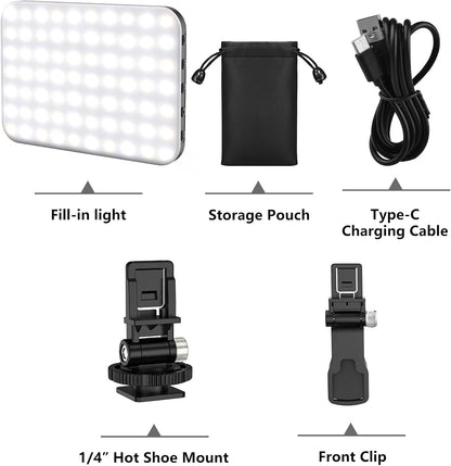 Hagibis RGB Video Light, 360° Full Color Selfie Light LED Camera Light with 3 Cold Shoe Mounts/CRI 97+/20 Scene Modes/2200mAh Rechargeable Portable Phone Light Photography Selfie Lighting