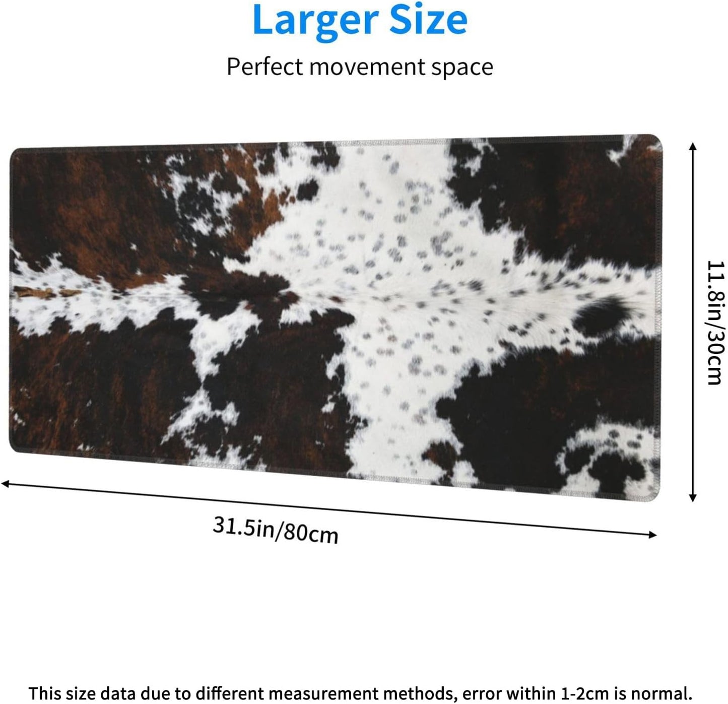 Mouse Pads Western Highland Cowhide Ranch Style Large Mouse Pad, Gaming Mousepad, Keyboard and Mouse Pad with Stitched Edges,PC Desk Mat for Game,Work,Office(31.5"*11.8")