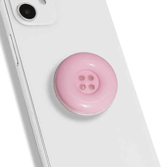 Solid Color Button Phone Grip – Minimalist Design, Durable and Lightweight, Grip and Stand for Smartphones (Baby Pink, Adhesive Type)