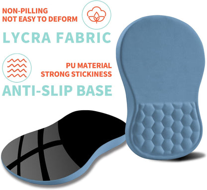 Ergonomic Mouse Pad Wrist Support with Memory Foam Massage Bulge, Carpal Tunnel Pain Relief Mousepad Wrist Rest for Mouse(12x8 inch, Lake Blue)