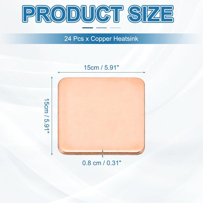 PATIKIL Copper Heatsink Pad Shims, 24 Pcs 15x15x0.8mm Copper Pad Shim IC Chipset GPU CPU Thermal Heatsink for Cooling Laptop Desktop Computer