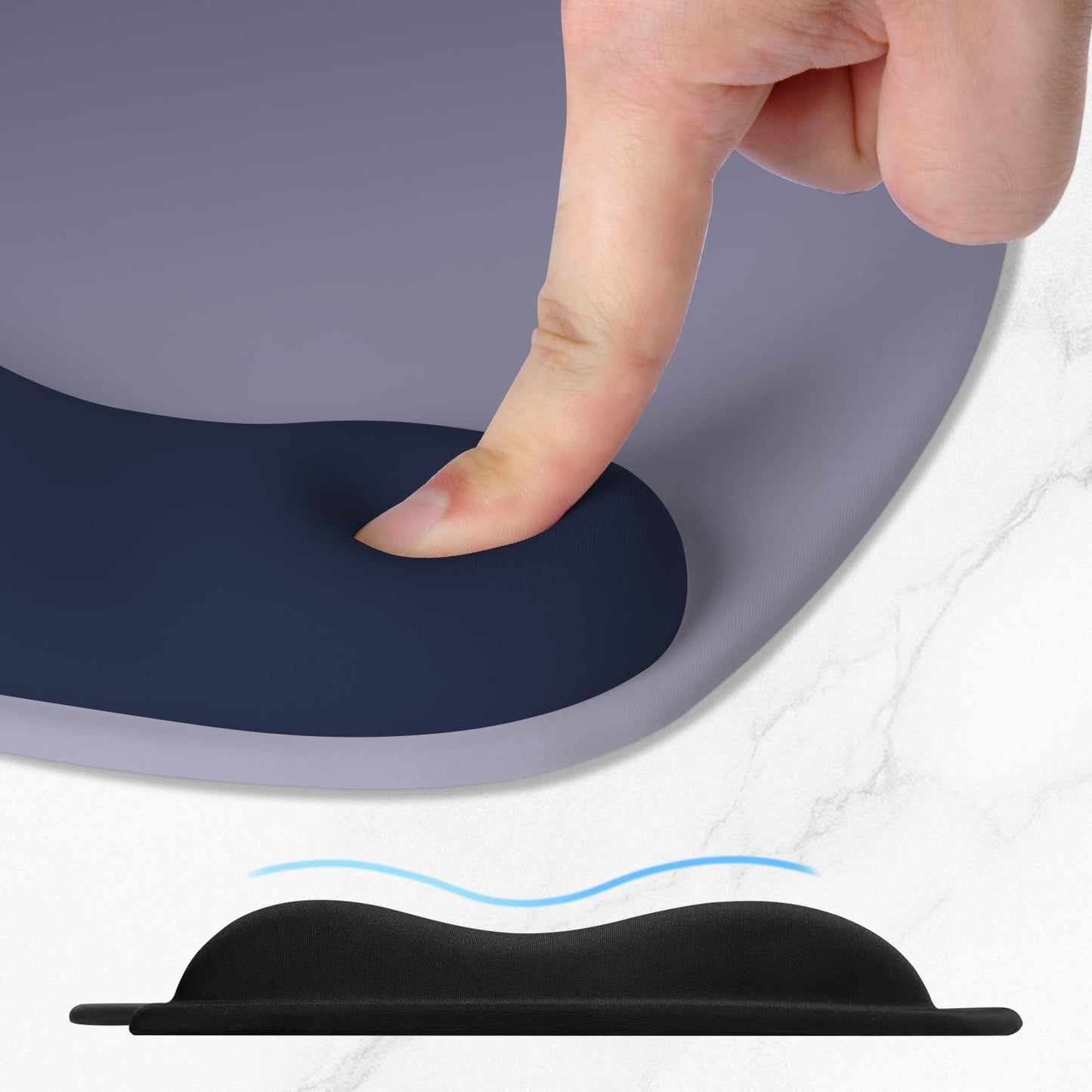 ITNRSIIET Ergonomic Mouse Pad, Cushioned Gel Wrist Rest, Non-Slip Base, Smooth Surface, Cute Multi-Color, 9.5 x 8.2 in, Gray Blue Gradient