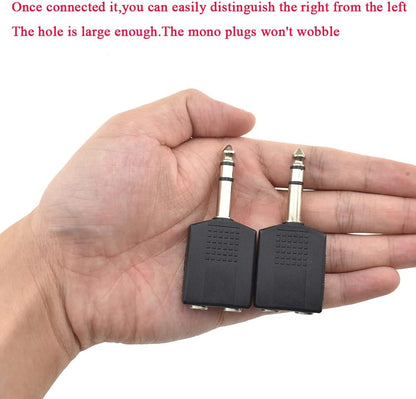 Hahiyo 6.35 M-2x6.35 F-TRS Stereo Plug Interconnect Audio One Male 6.35mm(1/4 inch) and Two Females 6.35mm(1/4Inch) Adapter Splitter Good Signal Sound Snap Tight Not Wobble for Guitar Black 2pcs