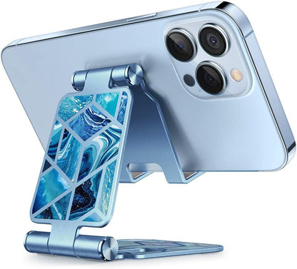 i-Blason Cell Phone Stand for Desk, Cell Phone Holder, Fits All Smart Phones, iPhone 16 15 14 13 Pro Max, Foldable Phone Stand Holder, Blue