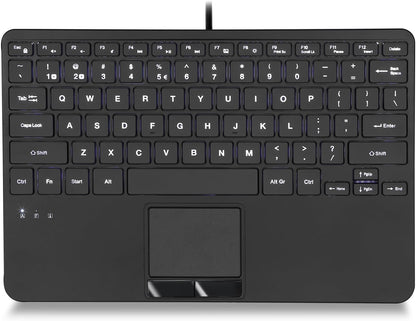 Perixx PERIBOARD-425 US Wired Mini USB Keyboard with Touchpad, X Type Scissor Keys, White Backlit, 2 USB Hubs, Compact 11.18x7.17x1.1 Inches, US English