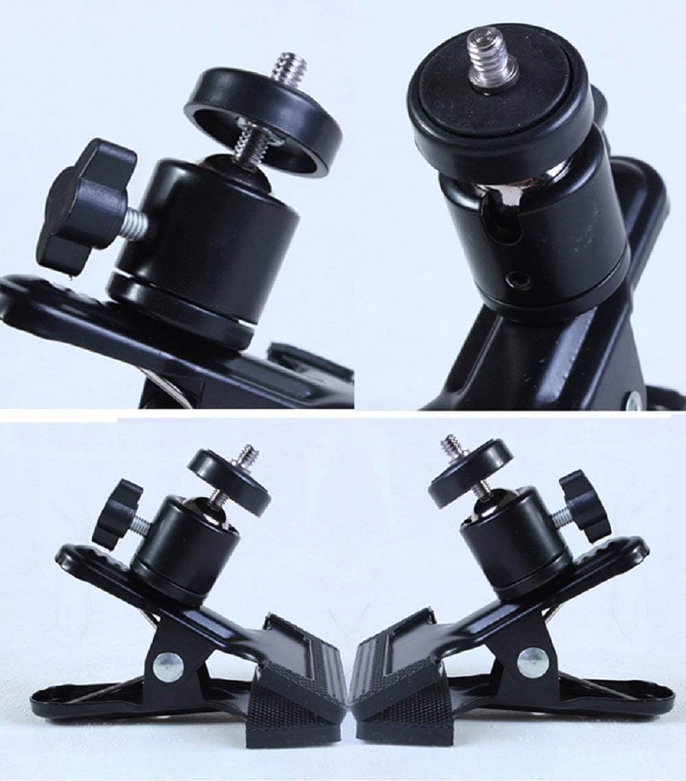 SLOW DOLPHIN Tripod Clip Clamp Mount Flash Reflector Holder for Studio Backdrop Camera with 360 Swivel Tripod Mini Ball Head Standard 1/4" Screw,SLR, Digital SLR, Video Came(2PACK)