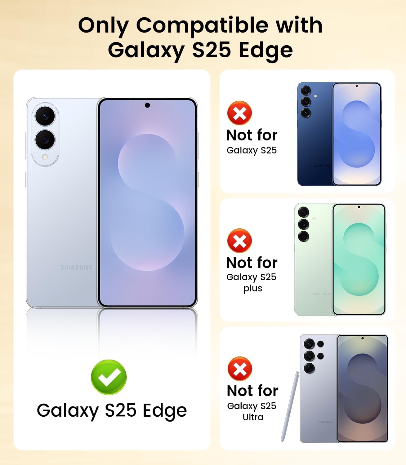 Slim Thin for Samsung Galaxy S25 Edge Case, Compatible with MagSafe, Built-in Camera Lens Protector, Shockproof Protective Phone Case, Soft Electroplated Clear Cover, Gold