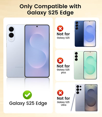 Slim Thin for Samsung Galaxy S25 Edge Case, Compatible with MagSafe, Built-in Camera Lens Protector, Shockproof Protective Phone Case, Soft Electroplated Clear Cover, Gold